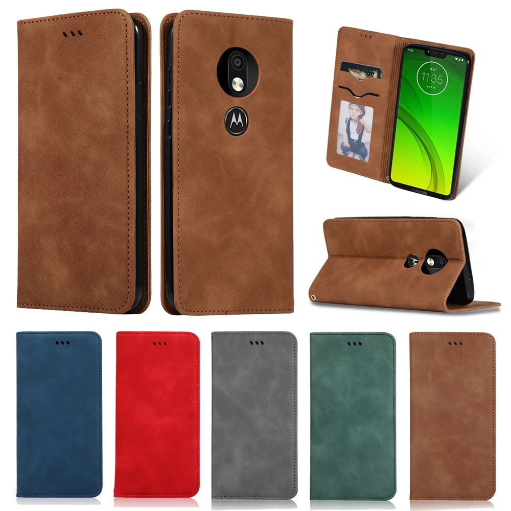 Для Motorola Moto G7 Power Play PU + TPU Ретро Бизнес кожаный чехол для задней панели