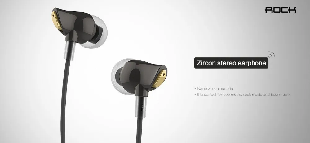 Оригинальные наушники Rock Nano Zircon, стерео наушники, гарнитура 3,5 мм, наушники-вкладыши для IPhone, samsung, с микрофоном и пультом дистанционного управления