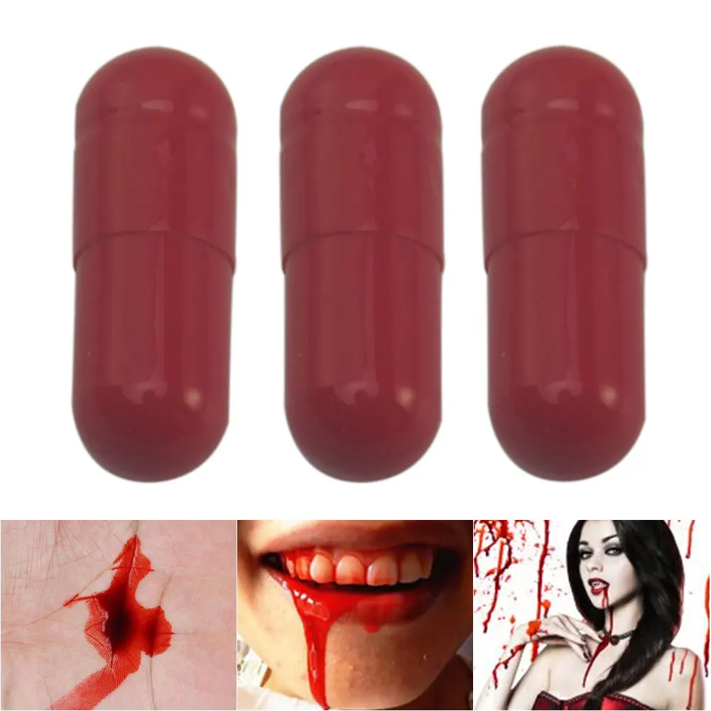 Творческий 3 поддельные пилюля с кровью капсулы ужас Счастливого Хэллоуина