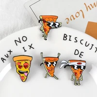 funny pizza man enamel pins badges sunglasses heart eye brooches custom pastel denim cartoon food badge bag lapel jewelry gifts