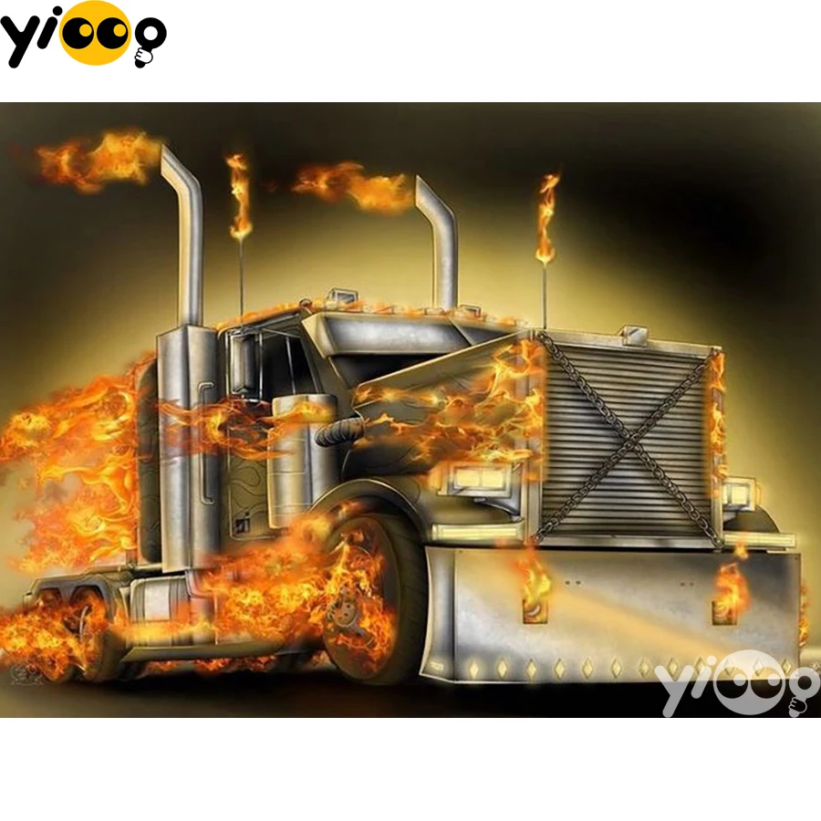 

Full Square/Round Drill Diamond Painting Cross Stitch Embroidery Burning truck Rhinestone Mosaic Home Decor Gift BX1669