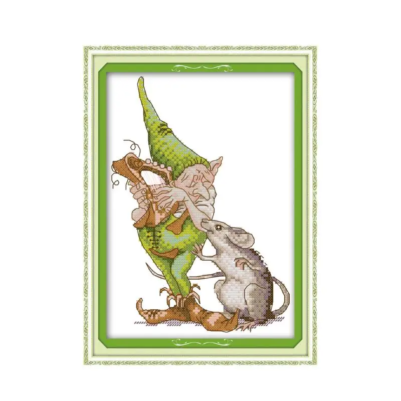 Набор для вышивки крестиком Зеленый Elf и большая мышь|Упаковка| |