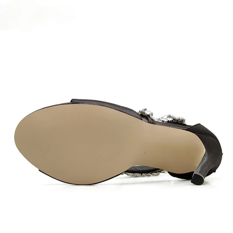 

Summer Fashion High Heel 11CM Women Sandals Rhinestone Crystal Heel Ladies Shoes Zipper Design Party Open-Toed Sandals