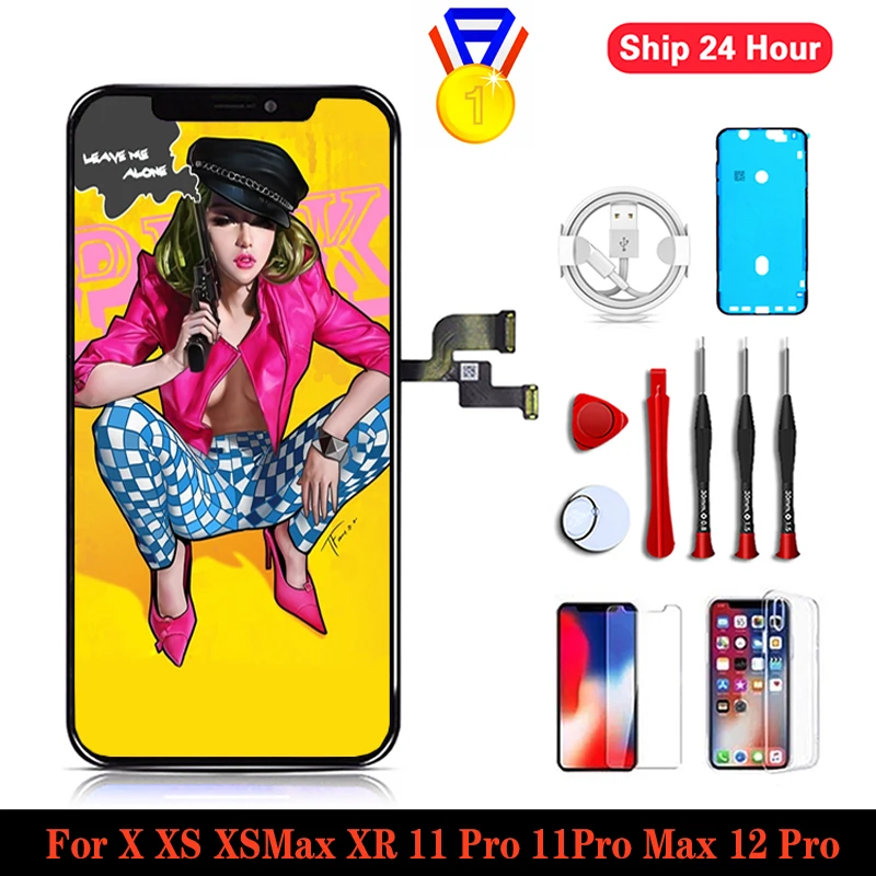 

AAA For iPhone X XS MAX XR 11 12 PRO OLED Display LCD Screen Replacement with True Tone No Dead Pixel Incell Pantall 100% Tested