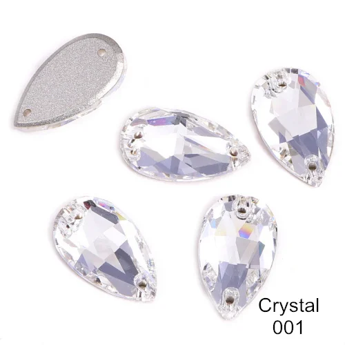 Crystal 24 шт./лот AAAAA качество каплевидные стеклянные стразы блеск пришить стразы Красочные стразы для шитья свадебное платье B3408 - Color: Crystal