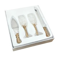 wedding supplies 4 piece cake knife pie server set wedding champagne glasses toasting champagne flutes bride groom gifts