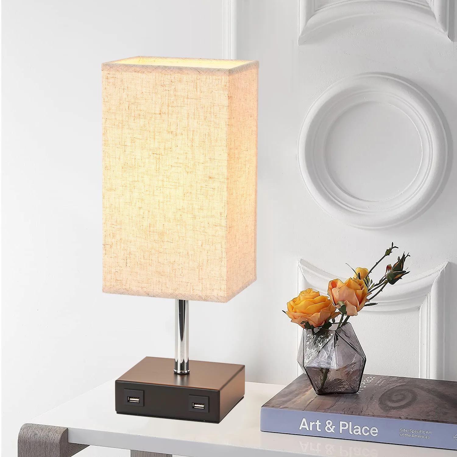 

Тканевая Светодиодная лампа для чтения, прикроватный светильник с двойной USB зарядкой для вестибюля отеля, гостевой комнаты, гостиной, спальни