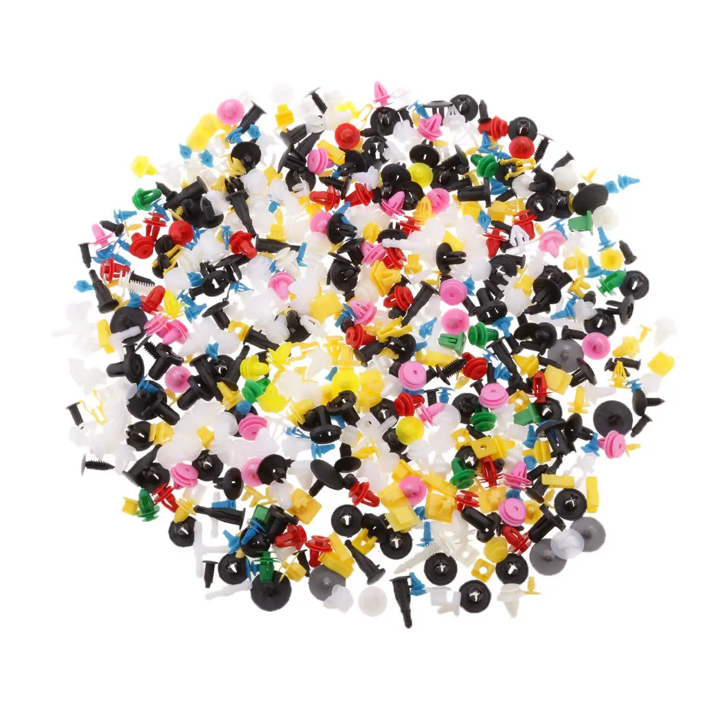 

500Pcs Car Body Plastic Push Pin Rivet Fasteners Trim Moulding Clips W/ Removal