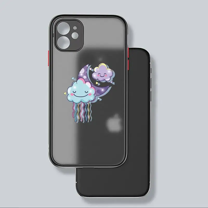 

Clouds rainbow raindrops cute Phone Case matte transparent For iphone 7 8 11 12 plus mini x xs xr pro max cover