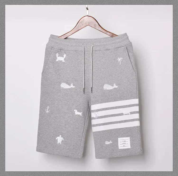 

2021 Fashion TB THOM Brand Casual Shorts Men High Quality Summer Cotton Sports Trousers Whale Embroidery Mens Jogger Track Pants