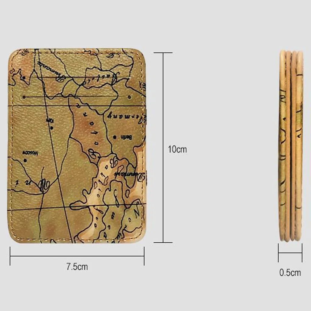 Кошелек из искусственной кожи с картинкой карты, мини-квадратный кошелек для монет с молнией, держатели для карт, элегантный дизайн, сумочки-клатч #BB.
