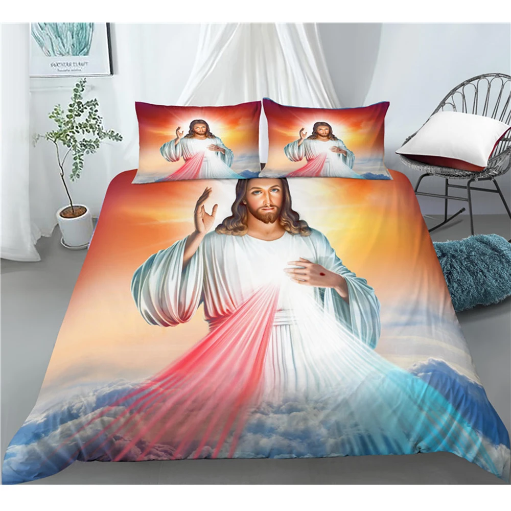 

2/3 шт., комплект постельного белья с 3D-принтом Иисуса Бога