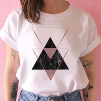 geometric figure printed short summer graphic casual t shirt women new style white tees female