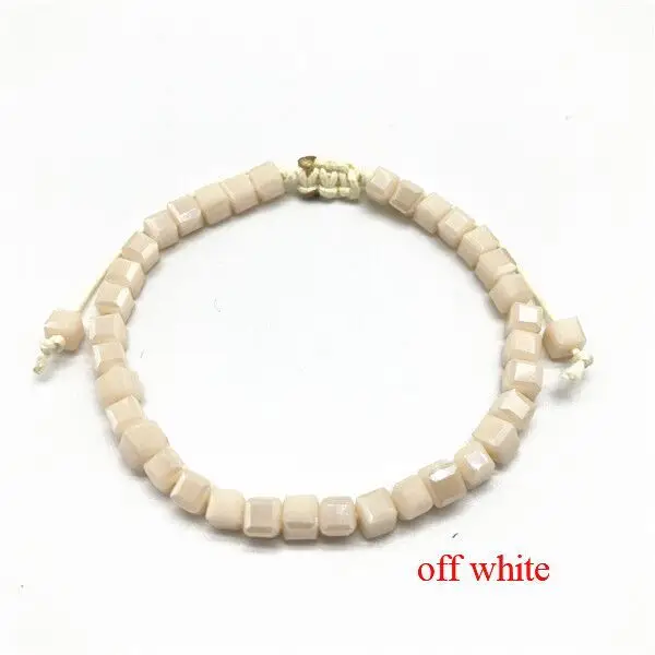 off white Квадратный Кристальный бисерный браслет из ярких бусин для женщин богемный консервативный стиль - Окраска металла: off white