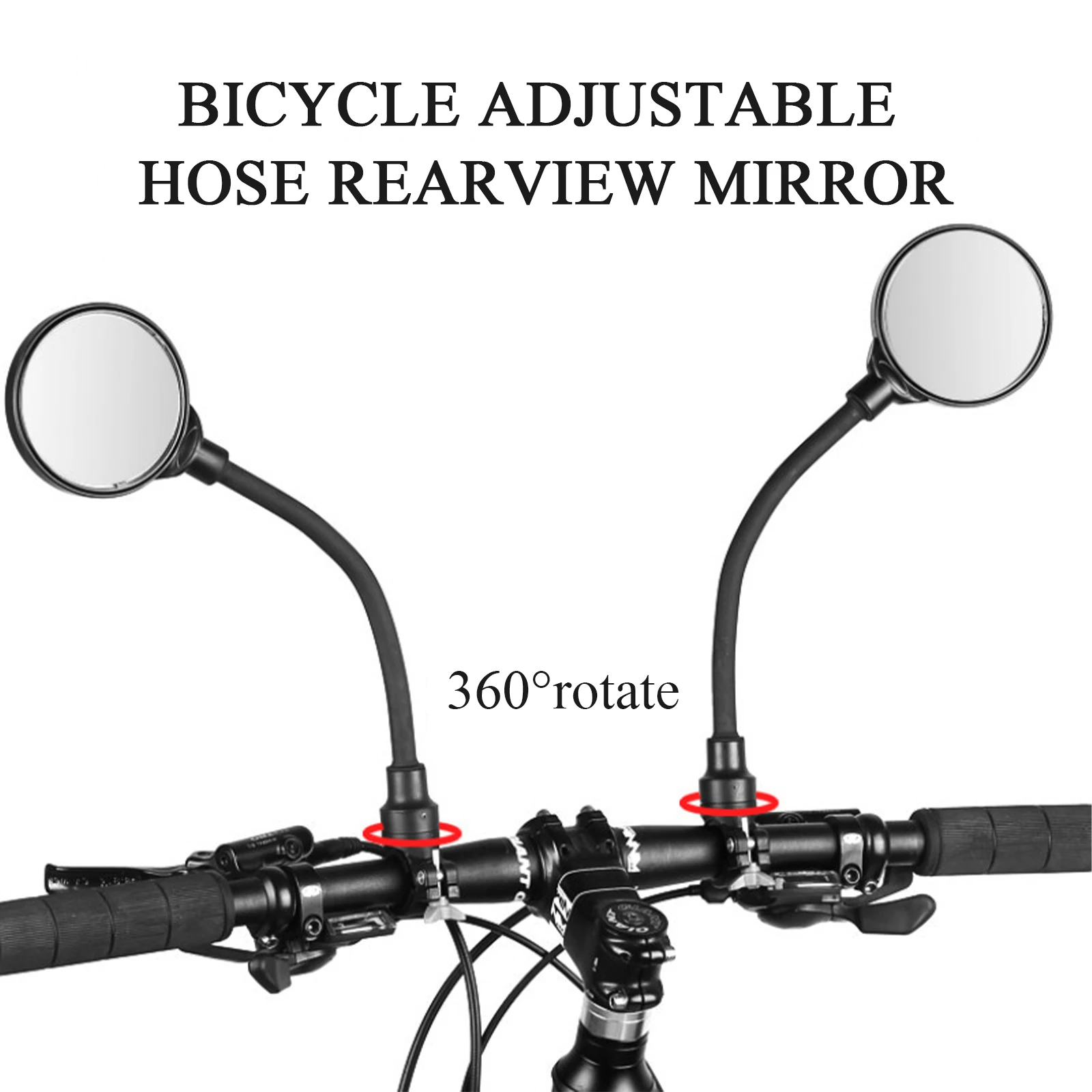 

2PCS MTB Road Rearview Mirror Flexible Bicycle Safety Round Handlebar Mirror 360 Degree Rotation Bike Mirror Bike Accessories