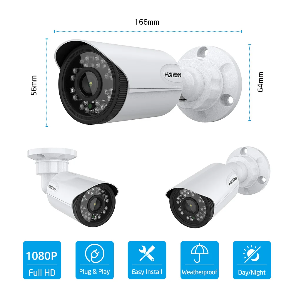 H.View 8CH CCTV система 1080P HDMI AHD DVR 8 шт. 2.0MP уличная инфракрасная камера видеонаблюдения