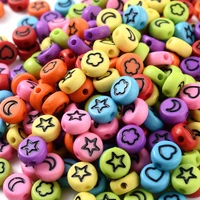 new 47mm random mixed round flat acrylic flower star moon heart loose spacer beads for jewelry making diy bracelet accessories