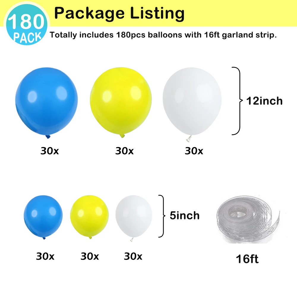 180 шт синий белый желтый шар гирлянда Арка вечерние шары Свадебный комплект