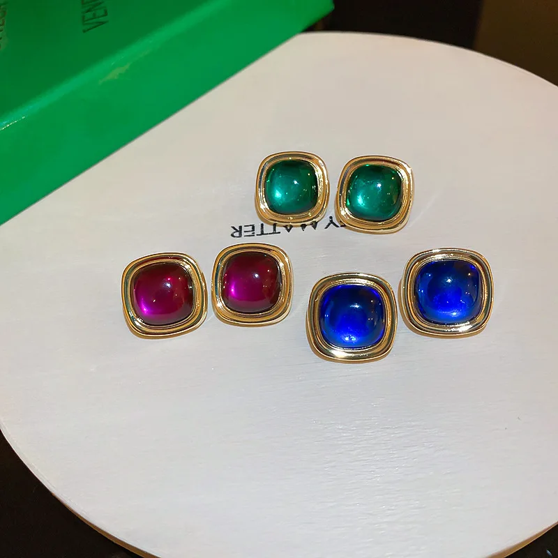 

Винтажные квадратные серьги с геометрическим рисунком для женщин, модные простые дизайнерские украшения