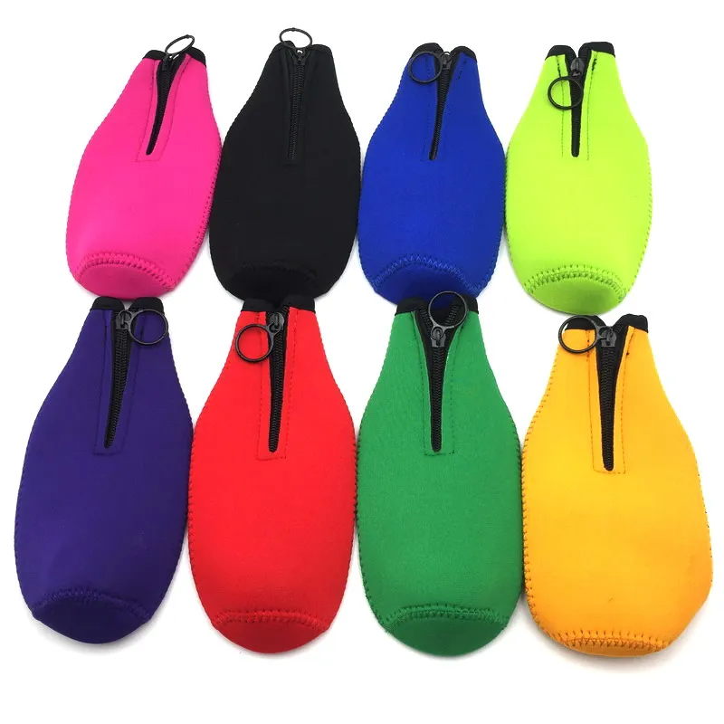Mix Solid colors 100 шт рукава-кулеры для пивных бутылок с кольцом на Молнии Складные Неопреновые изоляторы для 12 унций 330 мл бутылки вечерние кулеры для напитков - Цвет: Mix Solid colors