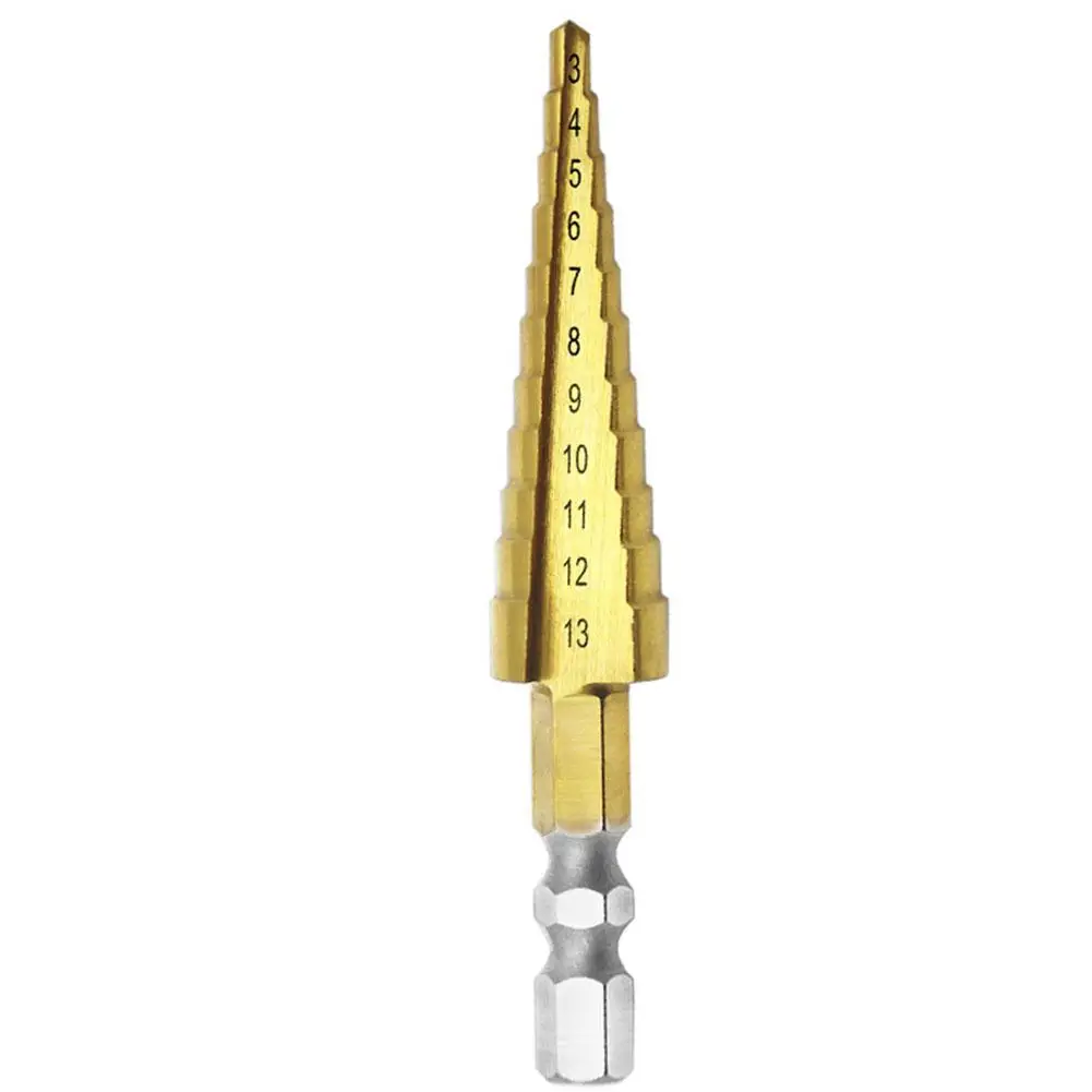 

3-13mm HSS Step Drill Bit Titanium Coated Hex Shank Reaming Core Drill Cone Hole Cutter Drill Bits For Metal Wood