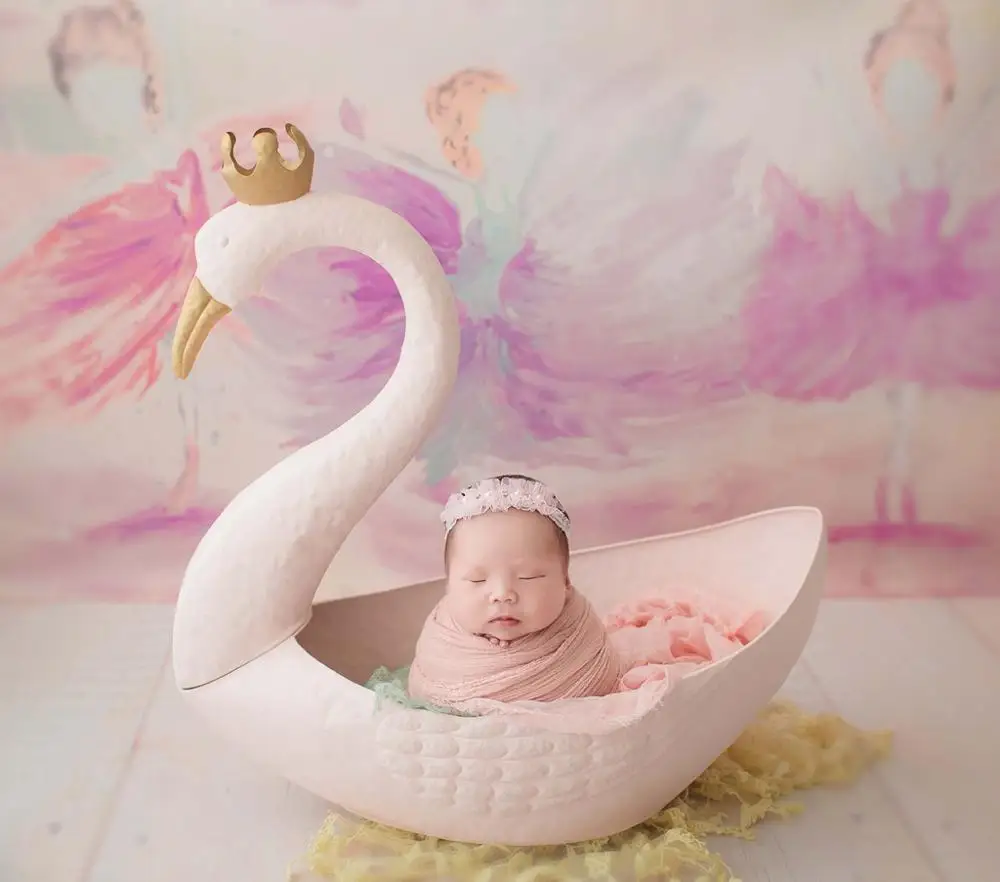 Newborn Photography Props Pink Swan Fotoshooting Newborn Posing Bucket Iron Animal Baby Props Baby Shooting Accessories