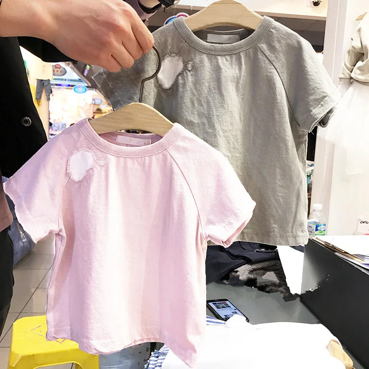 

2020 summer boys and girls personality patch wild casual T-shirt