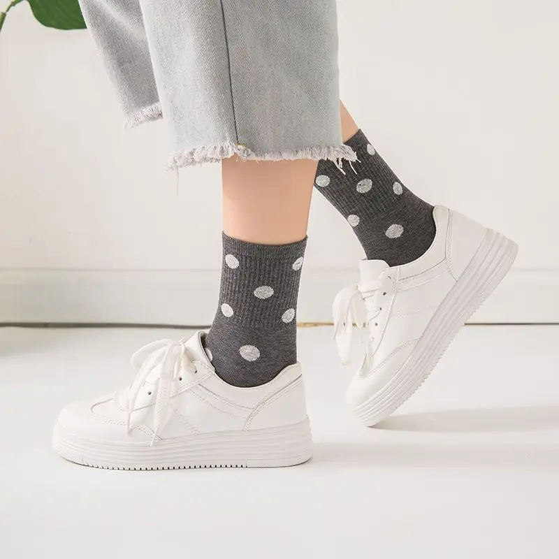 1 пара женские носки одноцветные хлопковые средней длины свободные Ретро стиль