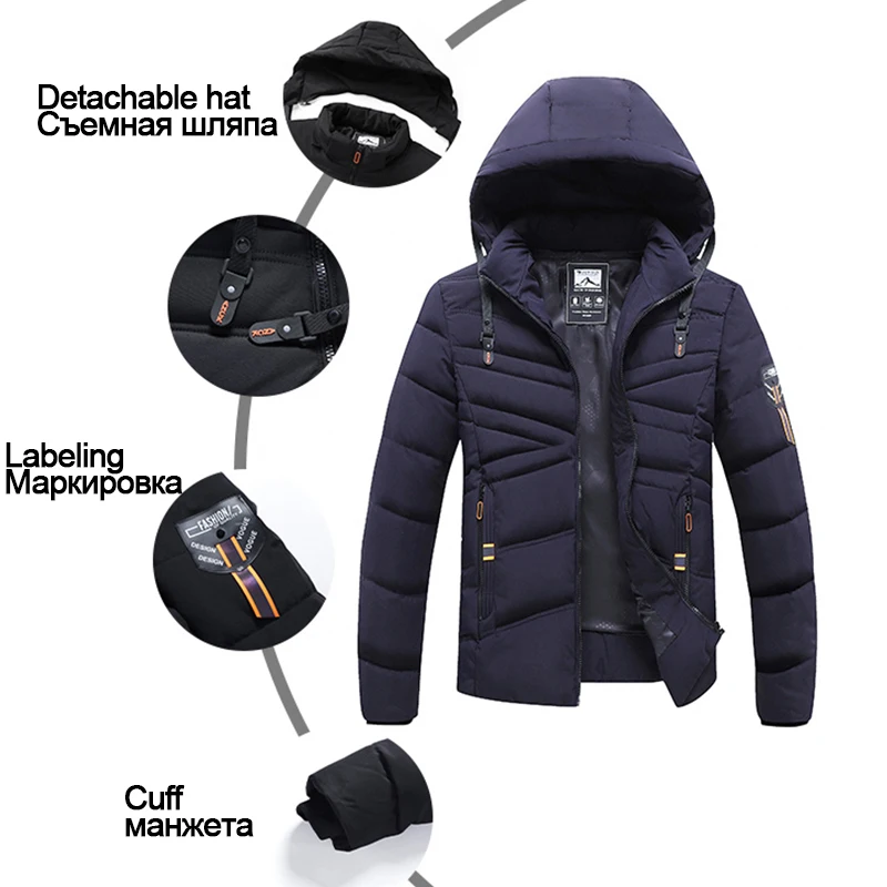 Winter New Windproof Warm Thick Parkas Fashion Hooded Coat Men Autumn Brand Outwear Classic Casual Parkas Jackets Men