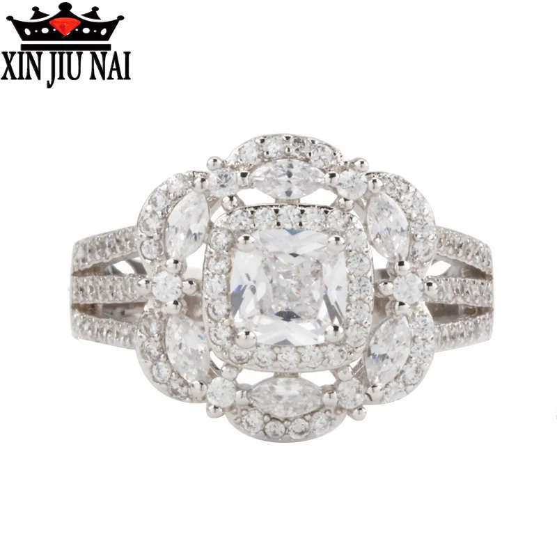 Женское кольцо с квадратными бриллиантами в форме оливковой глаз массивное