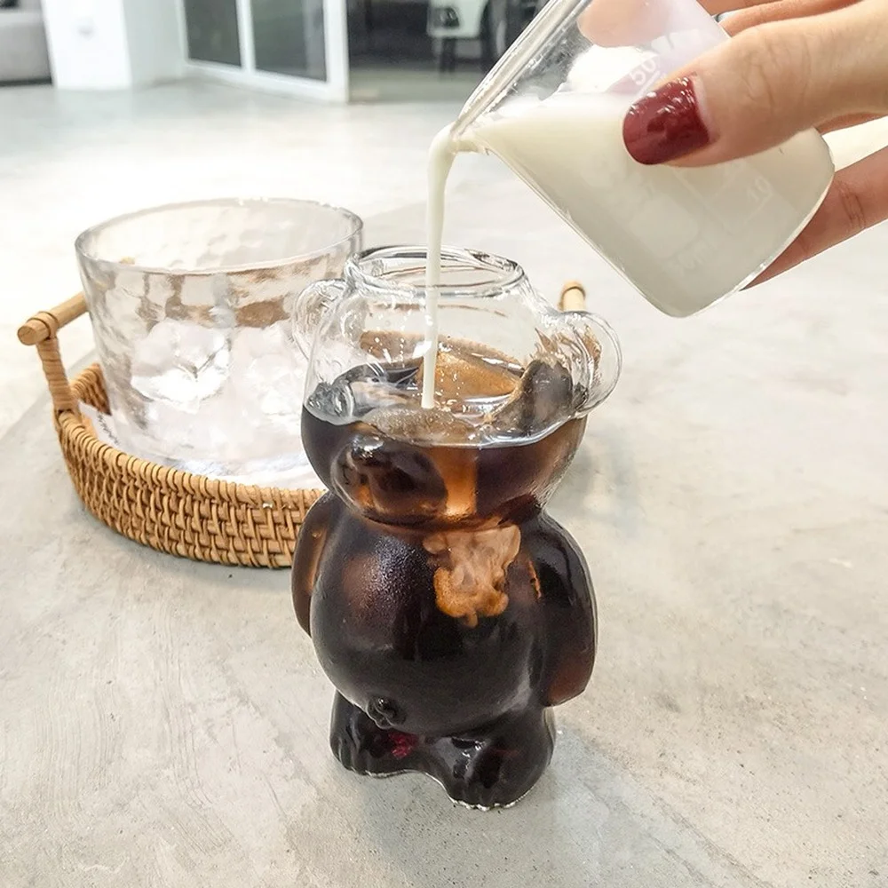 

Cute Creative Glass Cup Chinese Heat Resistant Restaurant Water Cup Cartoon Bear Drinking Copos De Vidro Kitchenware EB5BLB