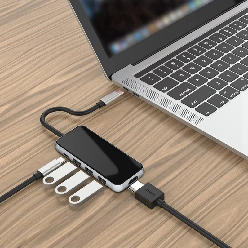 

Type-C Docking Station 5 in 1 Mirror Glass Type-C to HDMI 3.0 HUB