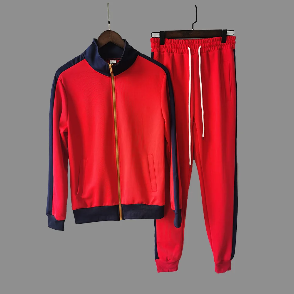 Men Casual Sets 2022 Autumn New Splice Jogger Tracksuit Zipper Hoodies+Pants  Men's Sportswear Sport Suit Clothing TR012