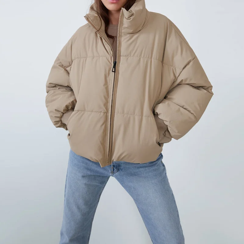 

Зимняя женская куртка 2020, парка, пальто с воротником-стойкой, толстые Пузырьковые пальто, женские куртки цвета хаки, пальто на молнии с карма...