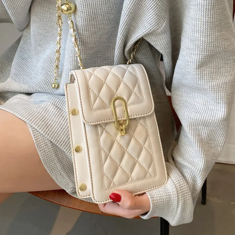 

Quilted Chain Women Shoulder Bag Rhombus Lattice Crossbody Bag Luxury Small Leather Handbags Ladys Brand Designer Messenger Bags