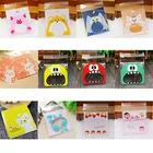 50 шт 10*10 см милый мультфильм животное большой пиявка пасть чудовища пластиковый подарочный пакет для печенья на день рождения или свадьбу Конфеты выпечки упаковки