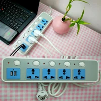 smart 2 round pin eu socket independent switch power strip 2 usb 1 8m extension cable socket adapter uk eu plug network filter