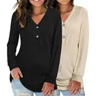 Блузка женская однотонная с леопардовым принтом, повседневный Топ с длинным рукавом, свободная туника с V-образным вырезом, пуловер, уличная одежда