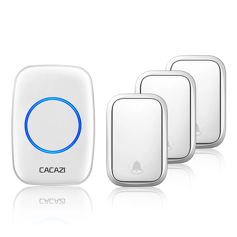 3 button 1 receiver CACAZI беспроводной без батареи требуется дверной звонок с автономным питанием 3 передатчика США ЕС Великобритании AU Plug 1 приемник Умный домашний звонок - Цвет: 3 button 1 receiver