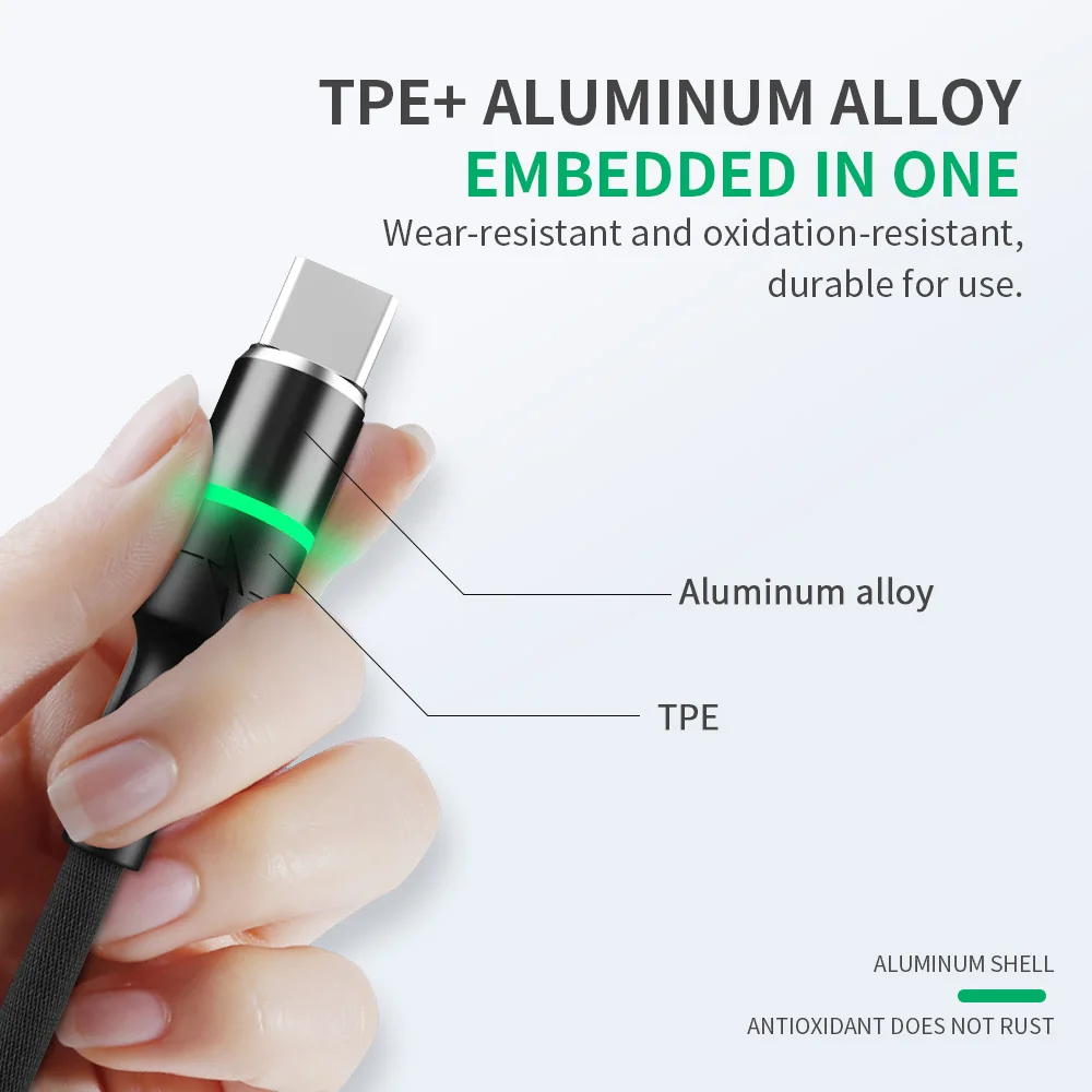 Кабель Micro USB Type C 3A ANMONE кабель для быстрой зарядки и передачи данных со