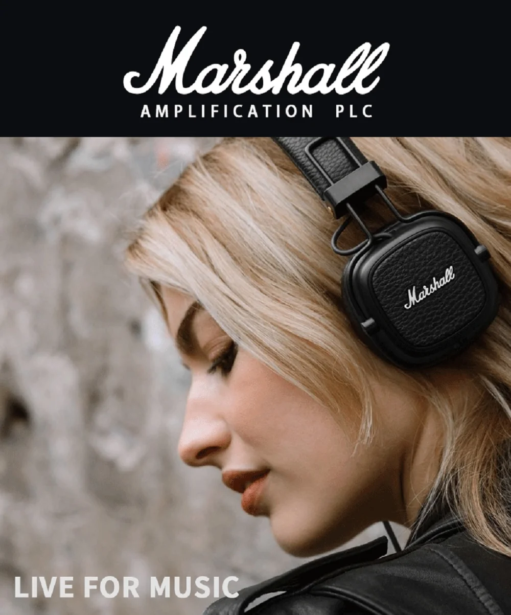 Проводные наушники MARSHALL MAJOR II классические ретро с глубокими басами Складная