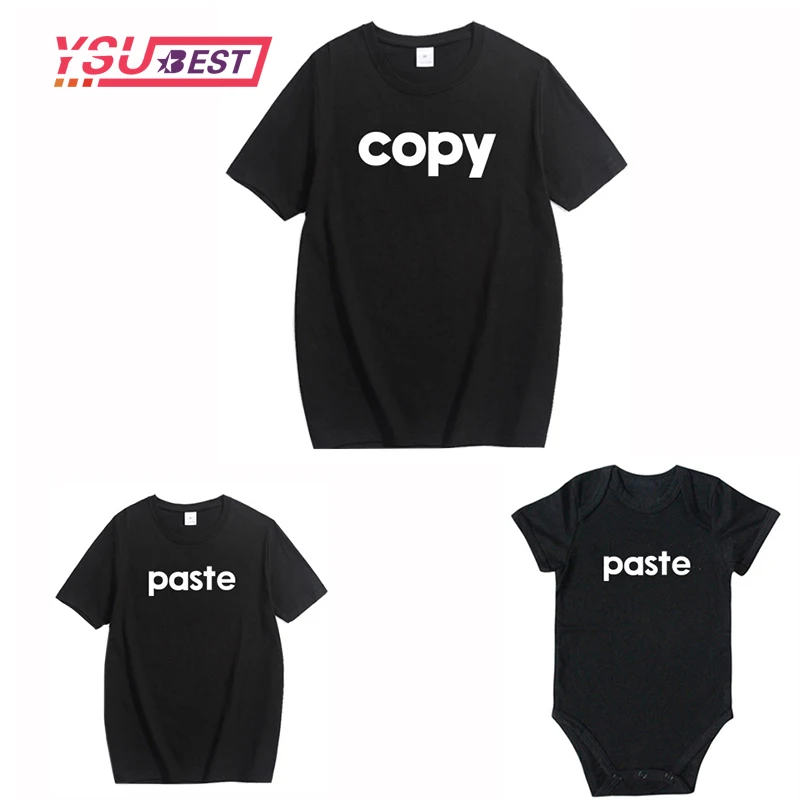 Ropa a juego para la familia, camiseta de pasta de copia para mam&aacute;, hija, hijo, apariencia familiar, padre, beb&eacute;, Pelele de verano con letras, trajes para ni&ntilde;os-0