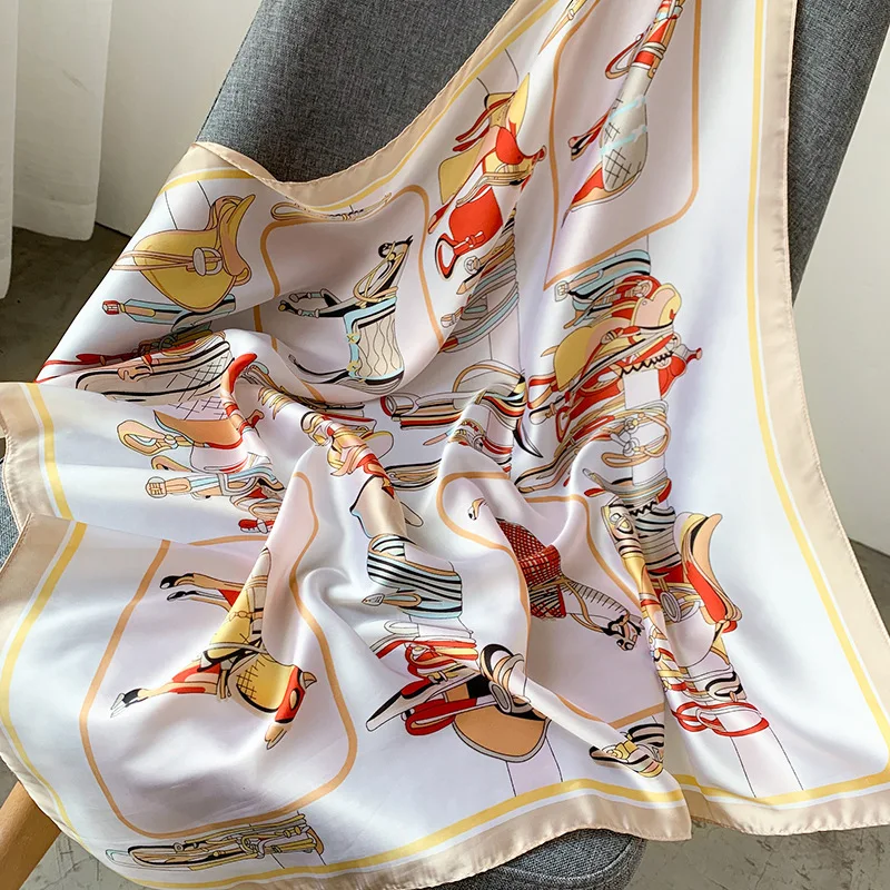 

2020 Brand Foulard Women Scarf Fashion Print Silk Scarves Square Small Handkerchief Office Neck Hair Scarfs 70*70cm Bandana