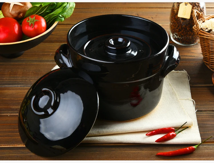

Rice cooking device casserole double cover pottery ceramic soil pot soup rice household high temperature hot pot baozaifan