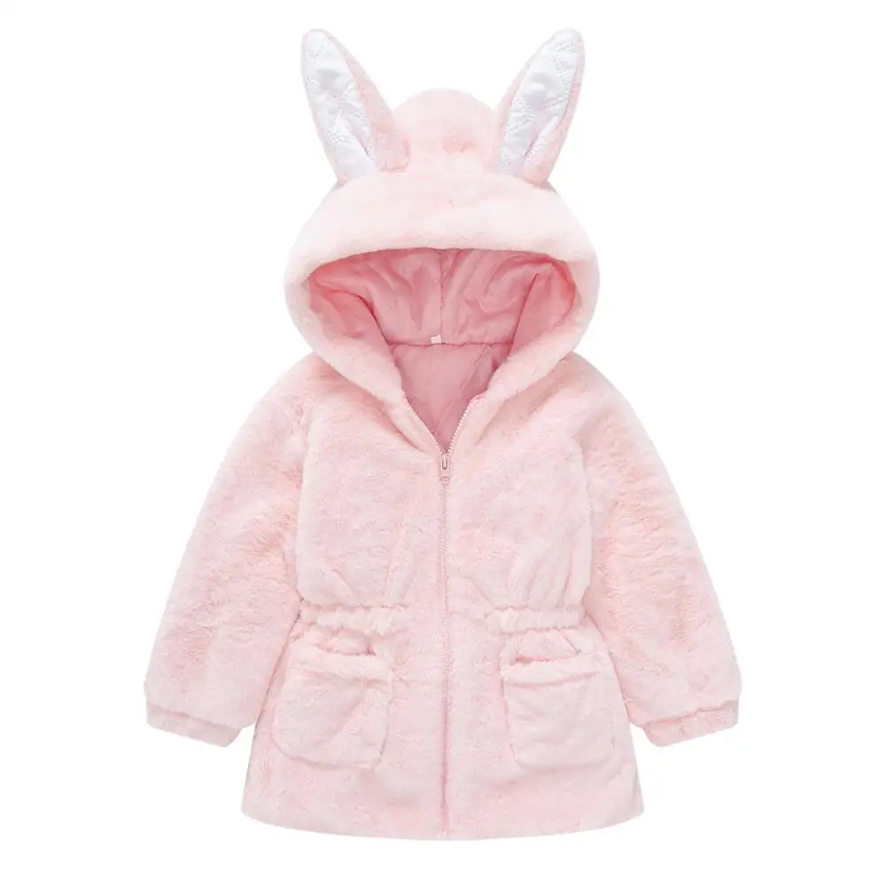 Baby girl autumn and winter long wool sweater faux fur coat plush cute hooded slim cotton baby warm |