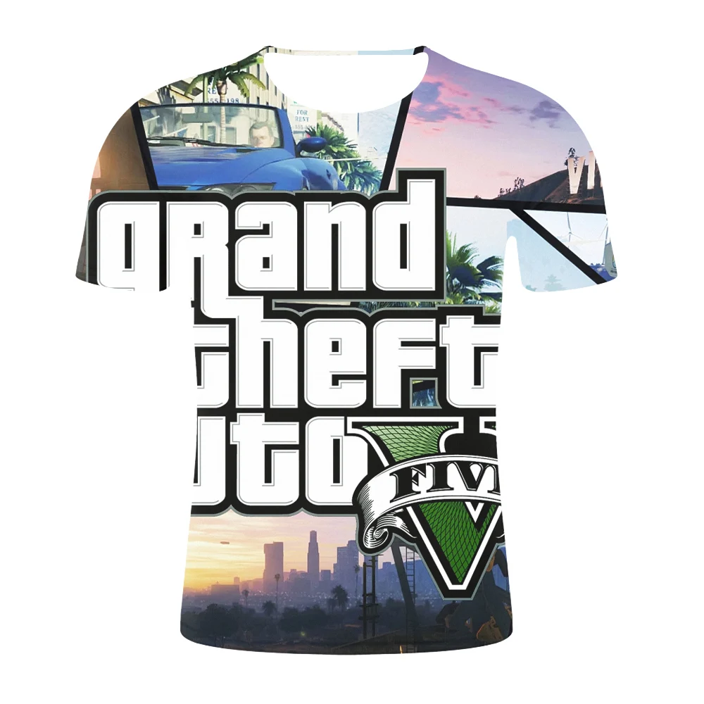 Grand Theft Auto 3D GTA 5 модная мужская футболка с коротким рукавом уличный стиль высокое