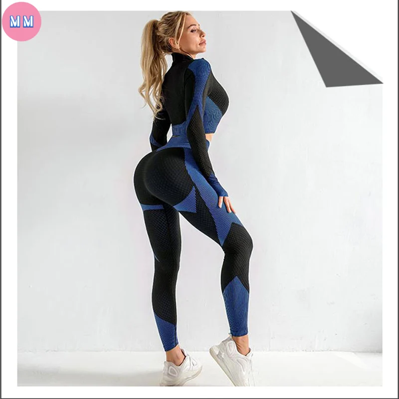 MM Seamless Women Yoga Sets Female Sport Gym suits Wear Running Clothes women Fitness Suit Long Sleeve yoga clothing |