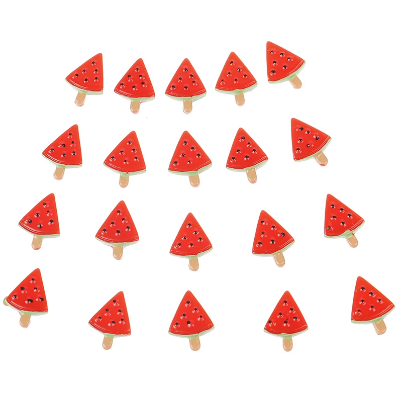 

20pcs Watermelon Flatback Cabochon Resin Crafts Beads DIY Embellishments Accessories Jewelry Craft Decoration