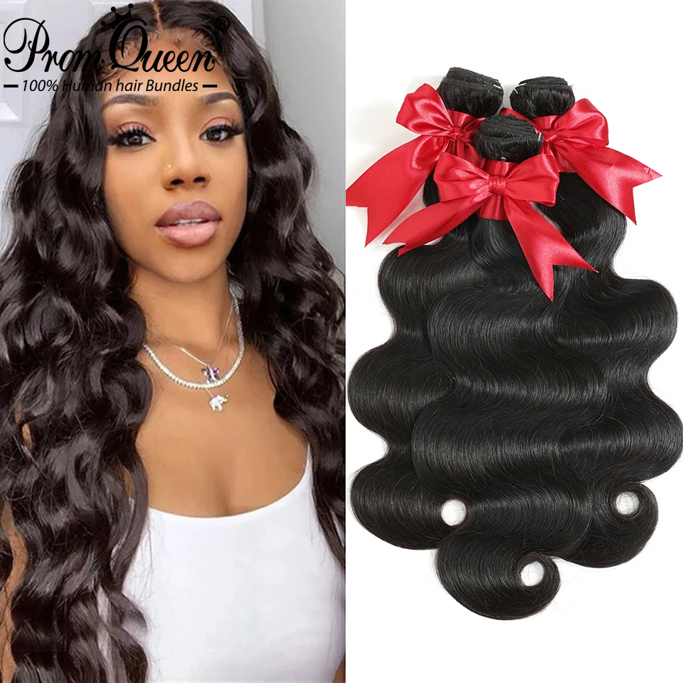 

32 34 36 Inch 9A PromQueen Raw Indian Virgin Hair Weave Bundles Natural Color 100% Human Hair Extension 1/3/4 PCS Free Shipping