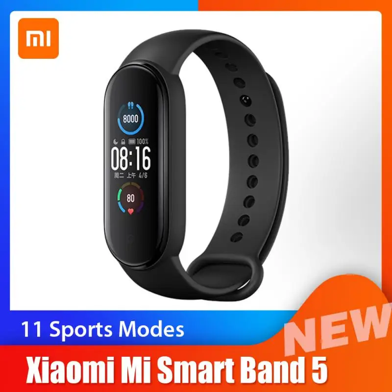 

Оригинальный умный Браслет Xiaomi Mi Band 5, Bluetooth 5,0, 1,1 дюйма, AMOLED, цветной экран, пульсометр, фитнес-трекер, водонепроницаемый Miband5
